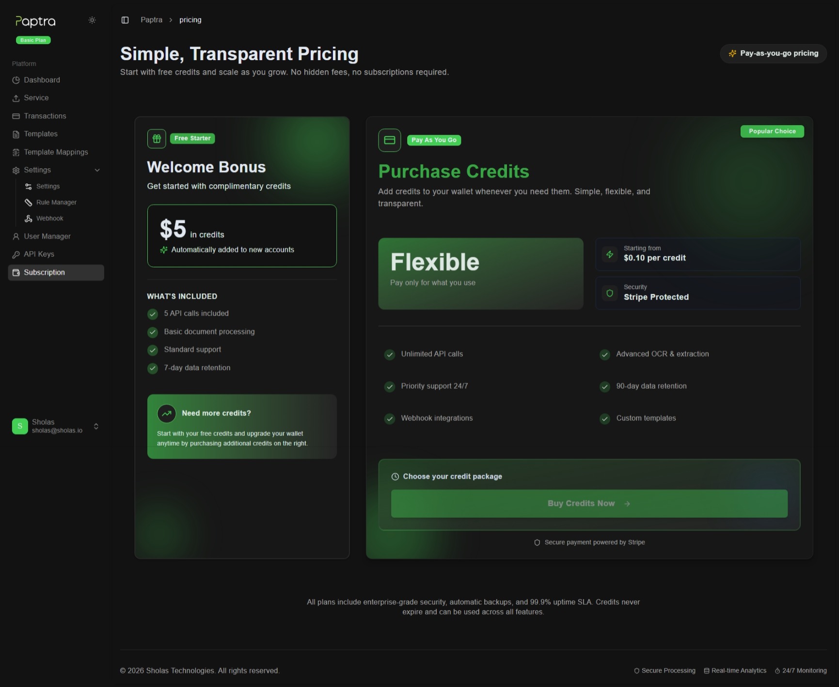 Subscription Page