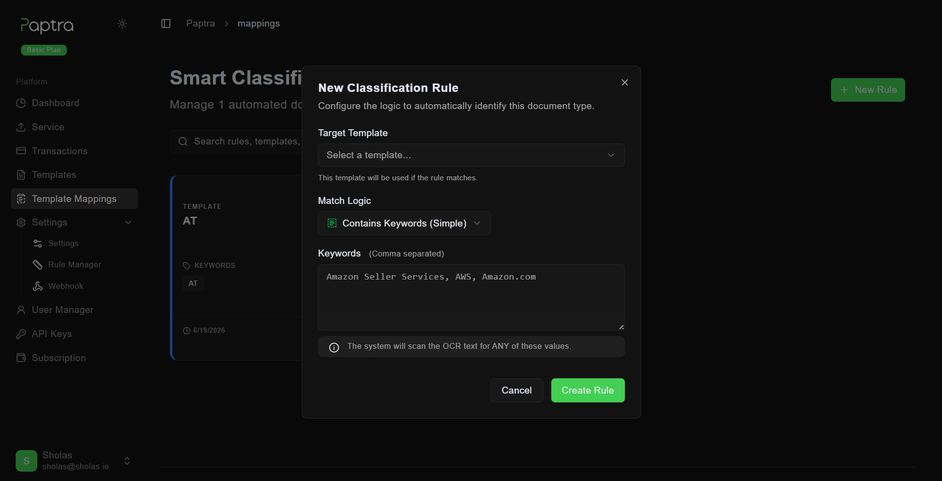 Template Mappings Page